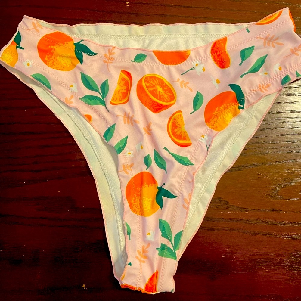 High Rise High Leg Bikini Bottom size OXL Fruit Orange